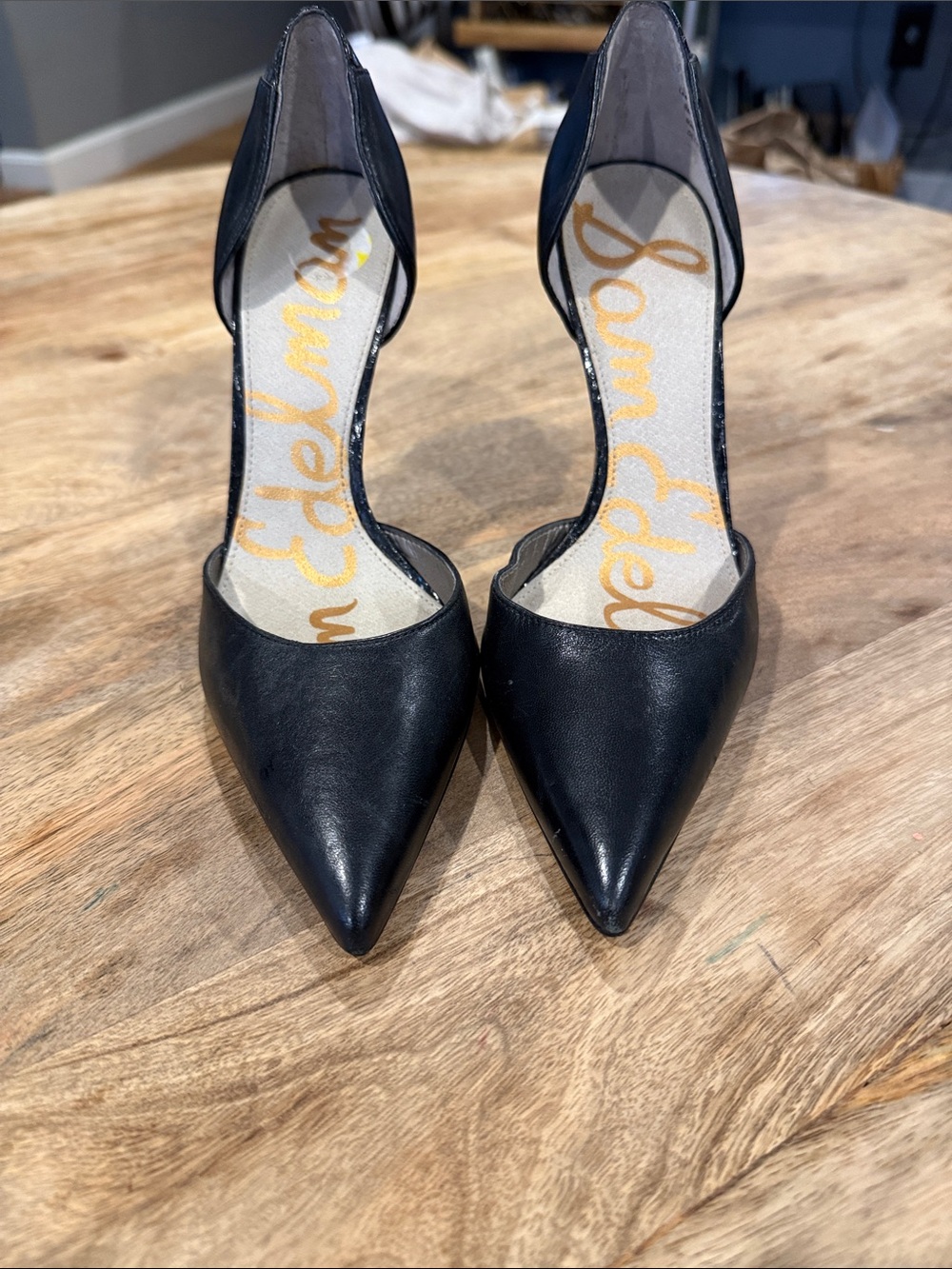 Sam Edelman Black Pointed D'Orsay Heels